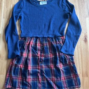 Old Navy Girls Long Sleeve Plaid Dress Blue Red Size L (10–12)